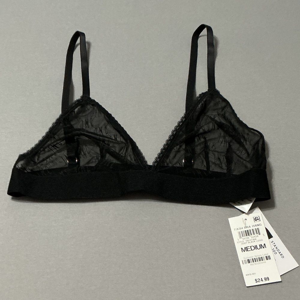 INC International Concepts Sheer Black Bralette Medium